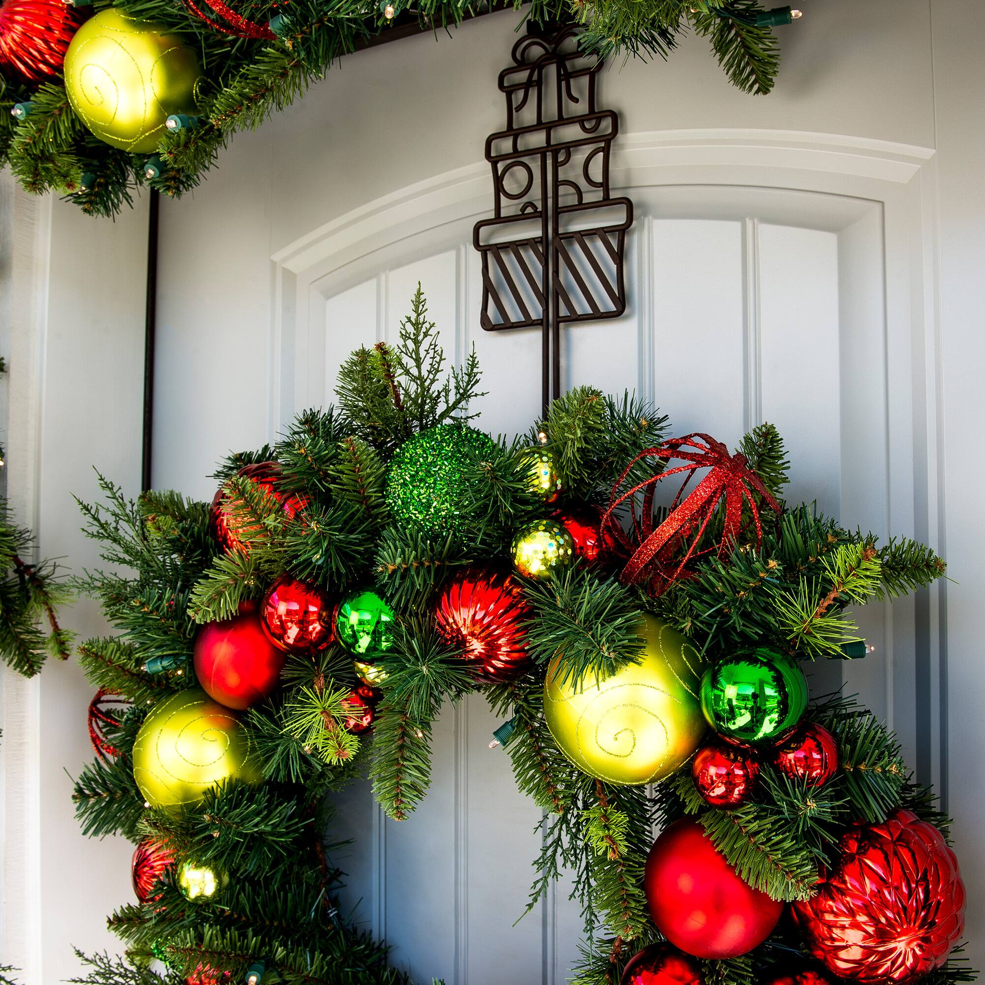 Village Lighting 30" Pre-Lit Festive Holiday Christmas Wreath, Clear LED Lights